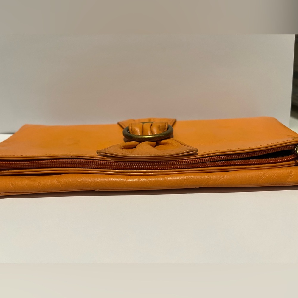 🧡 Hobo International Orange Leather Clutch Bag - Picture 3 of 6